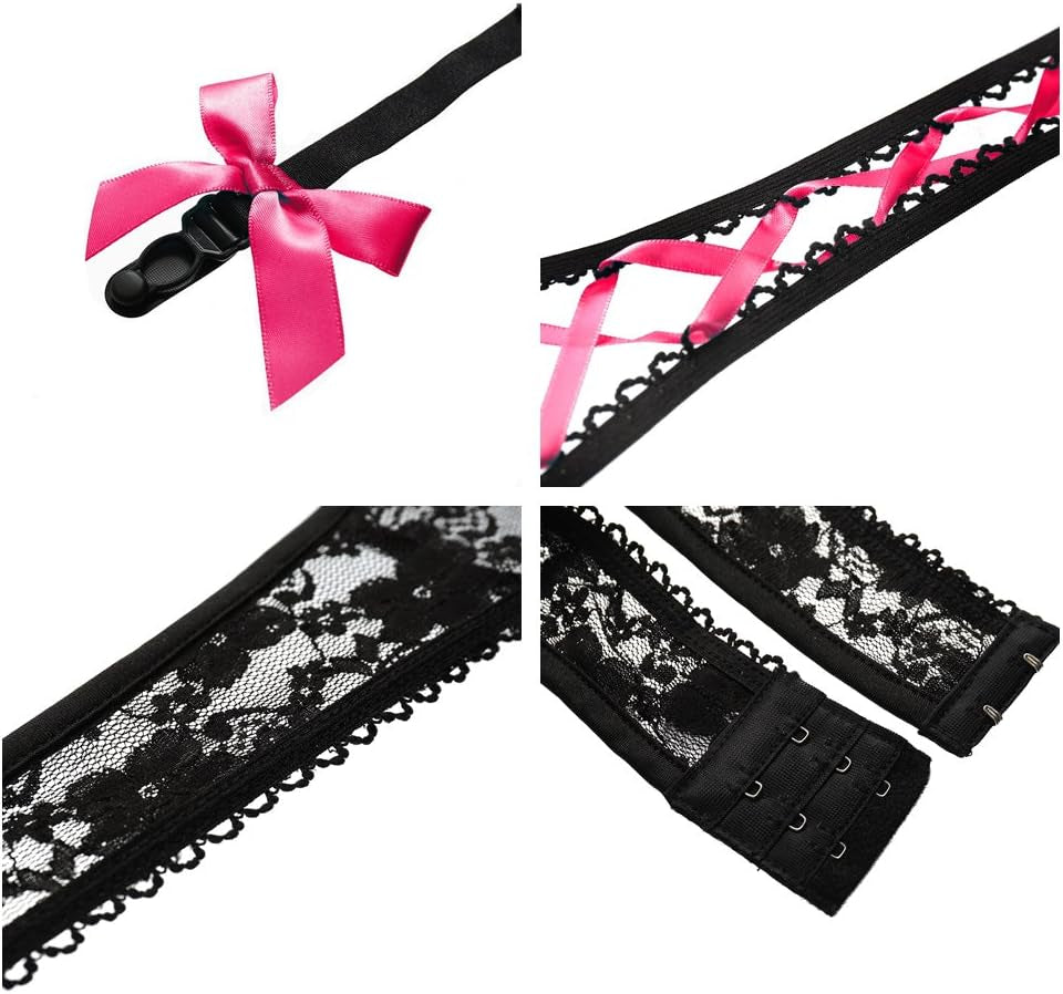 Black Lace Garter Belt for Women Halter Women Lingerie Fishnet Stocking